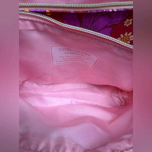 Estee Lauder Red and Purple Cosmetic Bag set with Floral Design - Picture 4 of 6